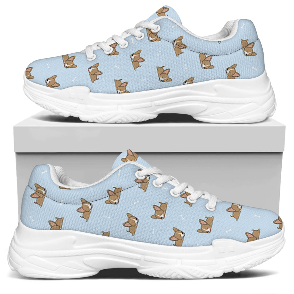 Sleeping Chihuahua Pattern Print White Chunky Shoes