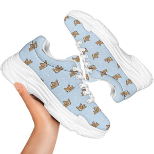 Sleeping Chihuahua Pattern Print White Chunky Shoes