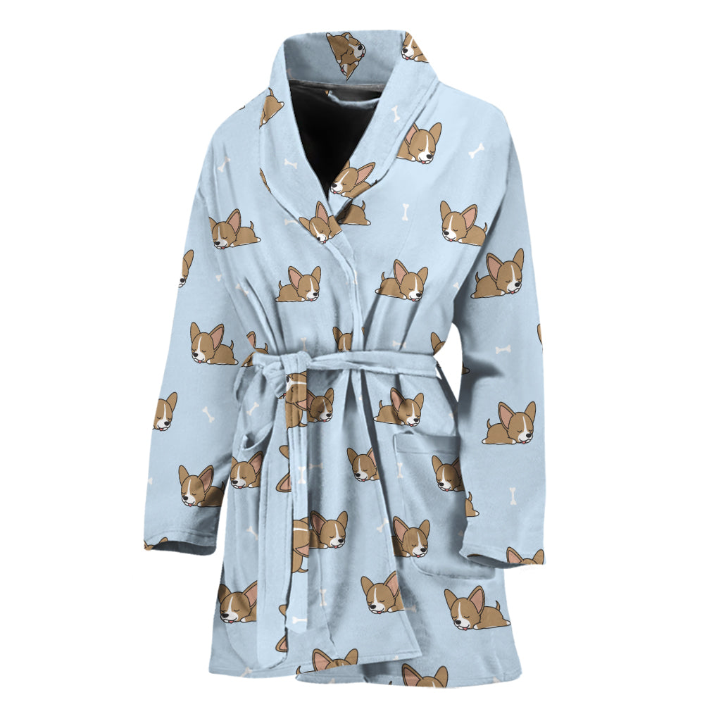 Sleeping Chihuahua Pattern Print Women's Bathrobe