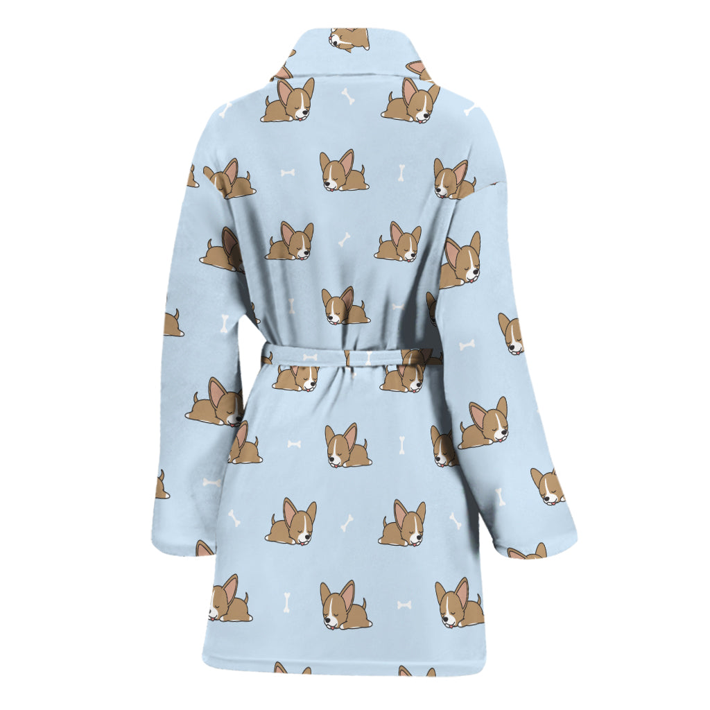 Sleeping Chihuahua Pattern Print Women's Bathrobe