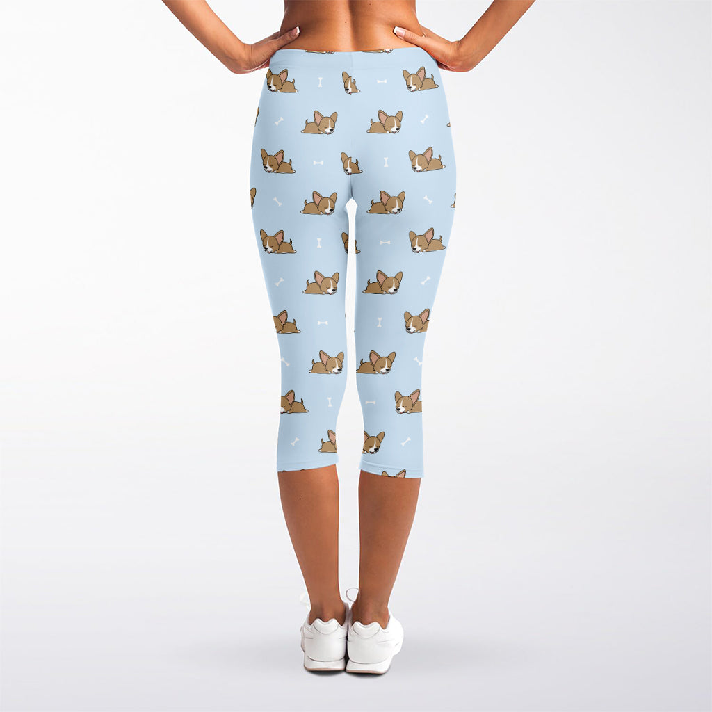 Sleeping Chihuahua Pattern Print Women's Capri Leggings