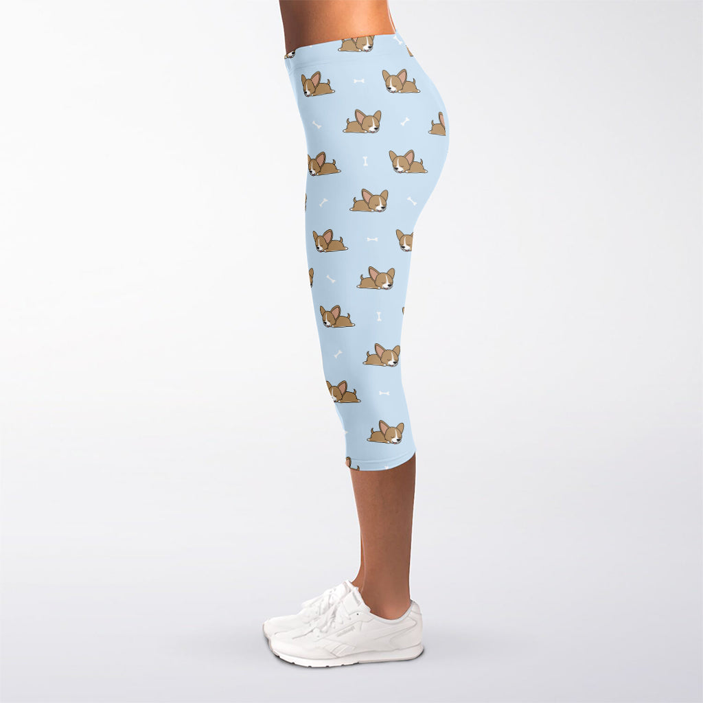 Sleeping Chihuahua Pattern Print Women's Capri Leggings