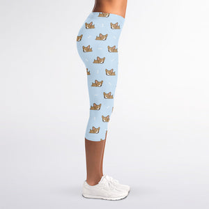 Sleeping Chihuahua Pattern Print Women's Capri Leggings