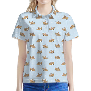 Sleeping Chihuahua Pattern Print Women's Polo Shirt