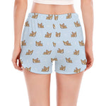 Sleeping Chihuahua Pattern Print Women's Split Running Shorts