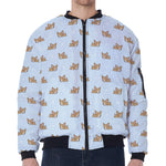 Sleeping Chihuahua Pattern Print Zip Sleeve Bomber Jacket