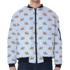 Sleeping Chihuahua Pattern Print Zip Sleeve Bomber Jacket