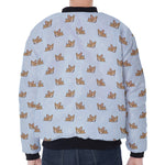 Sleeping Chihuahua Pattern Print Zip Sleeve Bomber Jacket