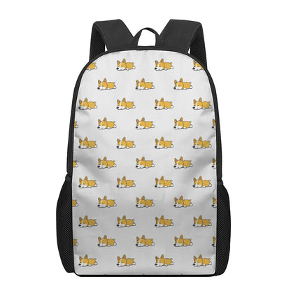 Sleeping Corgi Pattern Print 17 Inch Backpack