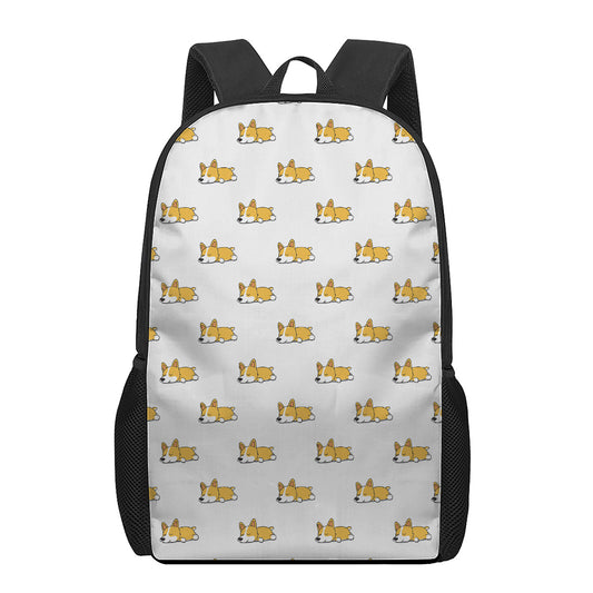 Sleeping Corgi Pattern Print 17 Inch Backpack