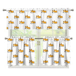 Sleeping Corgi Pattern Print 3 Piece Kitchen Curtains