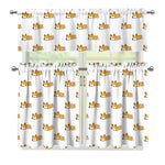 Sleeping Corgi Pattern Print 3 Piece Kitchen Curtains
