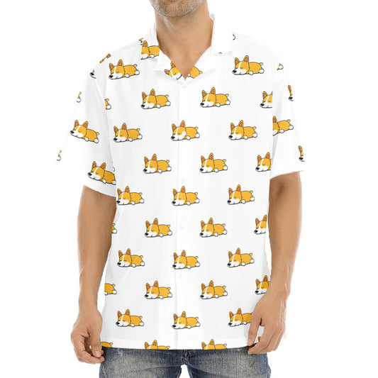 Sleeping Corgi Pattern Print Aloha Shirt