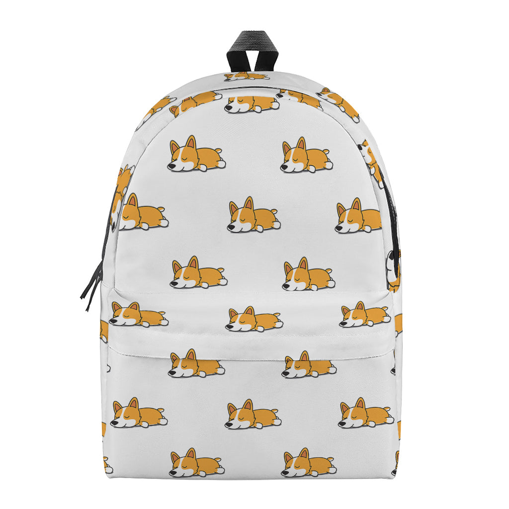 Sleeping Corgi Pattern Print Backpack