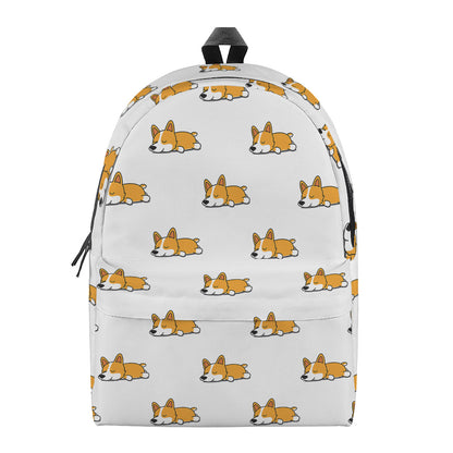Sleeping Corgi Pattern Print Backpack