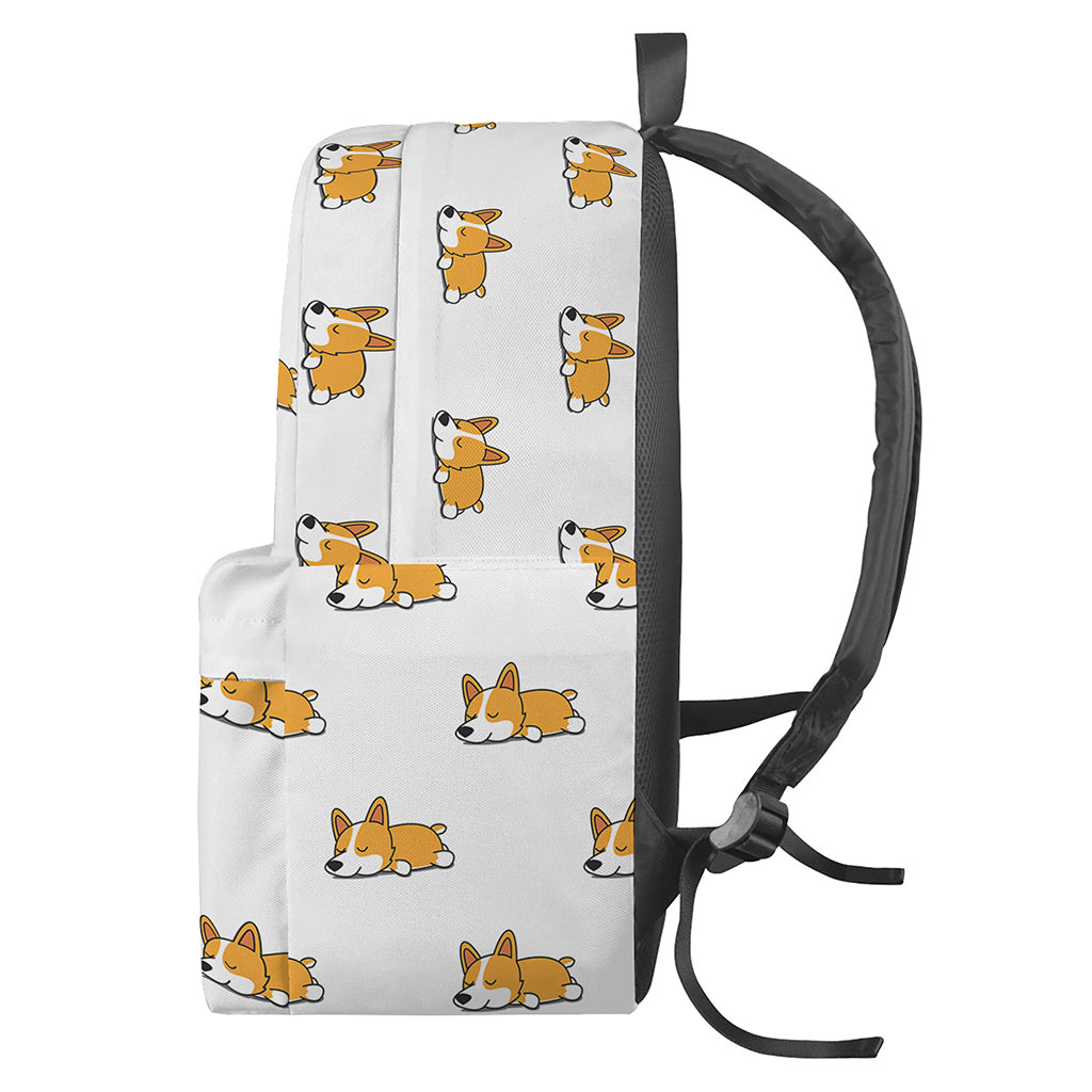 Sleeping Corgi Pattern Print Backpack