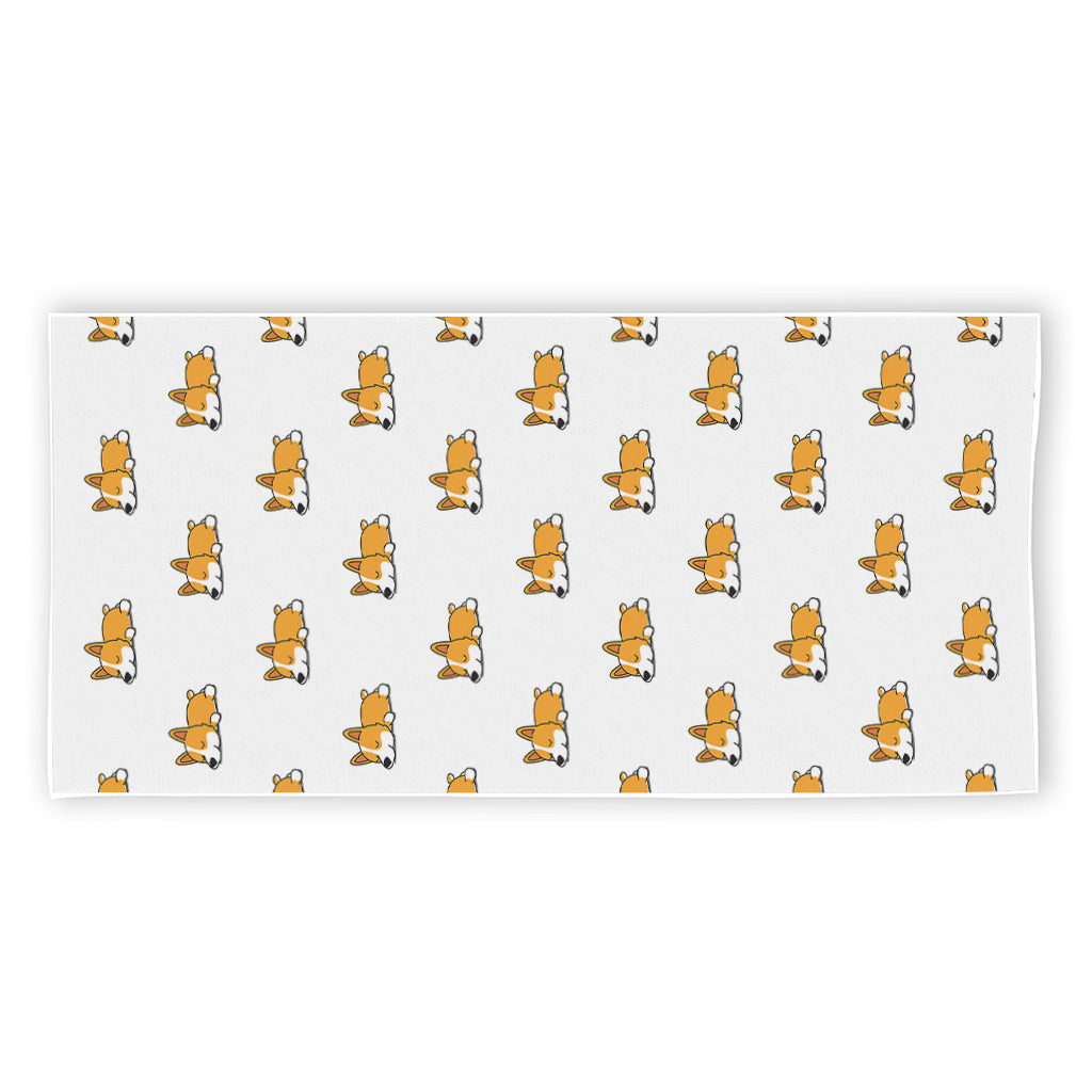 Sleeping Corgi Pattern Print Beach Towel