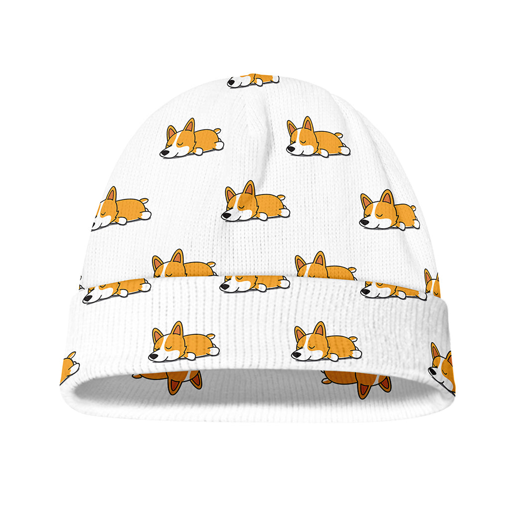 Sleeping Corgi Pattern Print Beanie
