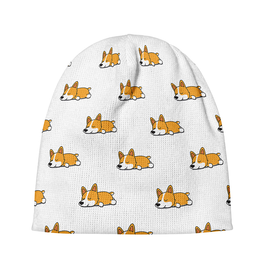 Sleeping Corgi Pattern Print Beanie