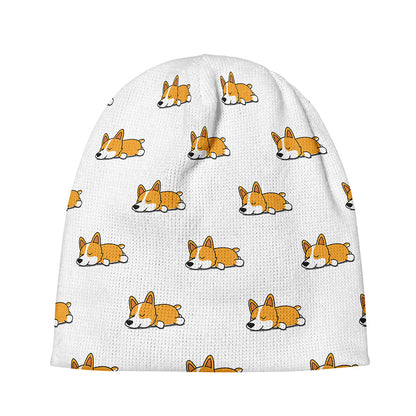 Sleeping Corgi Pattern Print Beanie