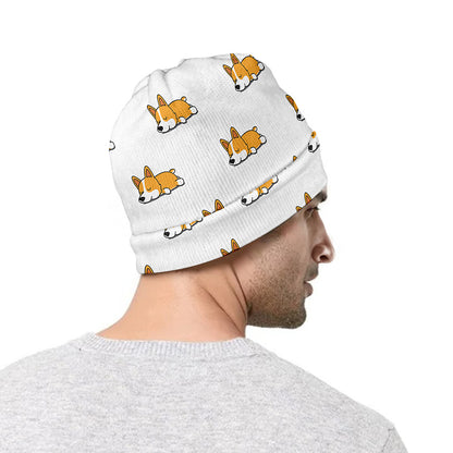 Sleeping Corgi Pattern Print Beanie