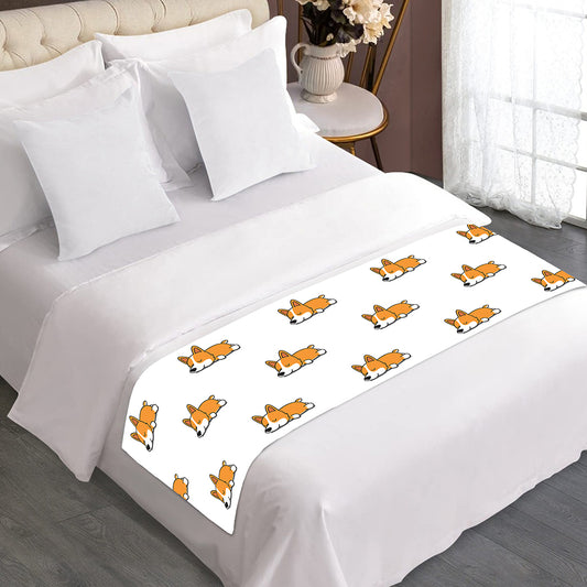 Sleeping Corgi Pattern Print Bed Runner