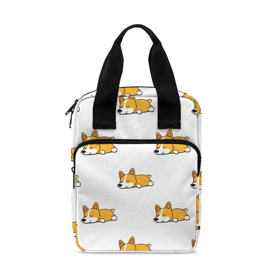 Sleeping Corgi Pattern Print Bible Tote Bag
