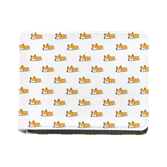 Sleeping Corgi Pattern Print Bifold Wallet