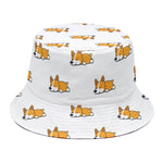 Sleeping Corgi Pattern Print Bucket Hat