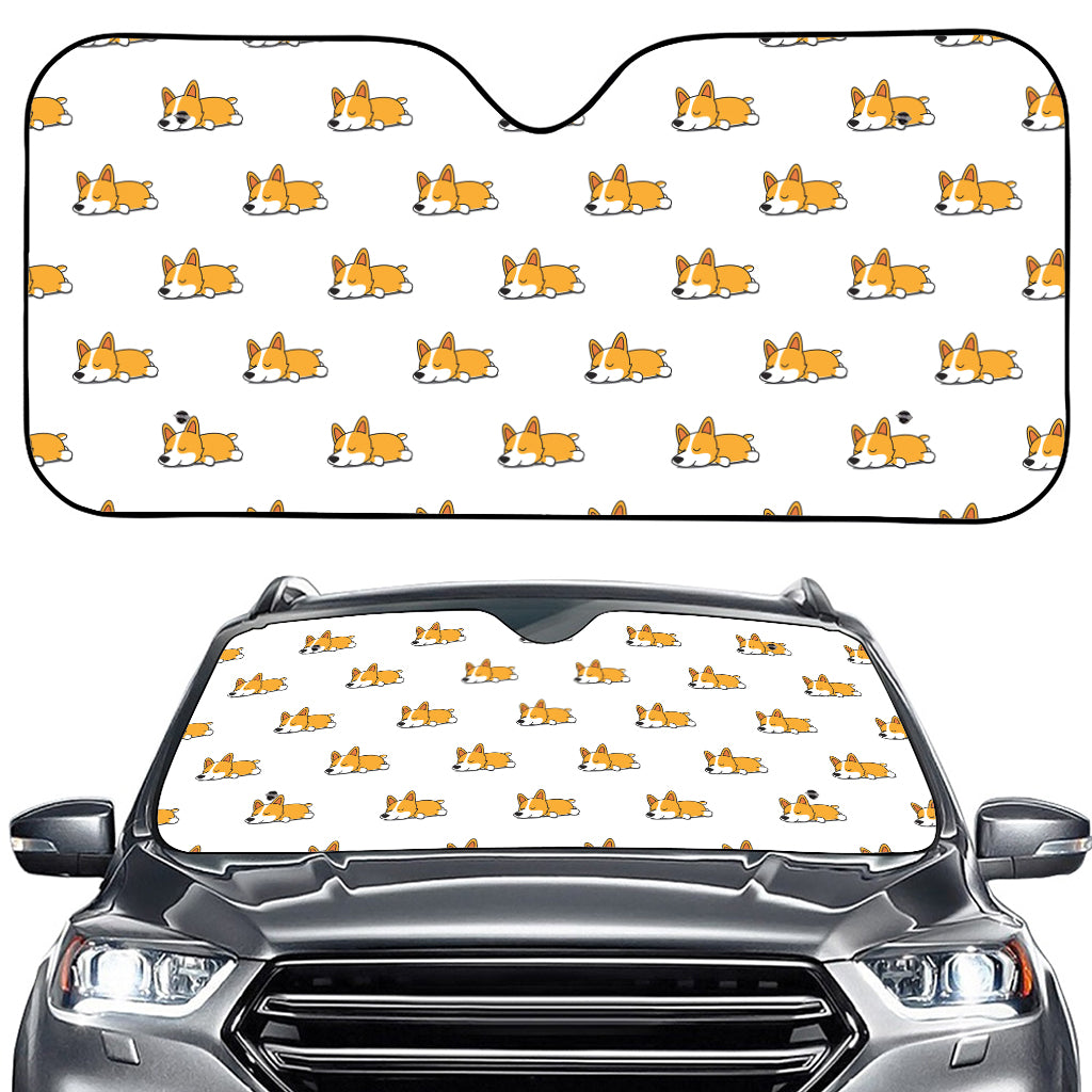 Sleeping Corgi Pattern Print Car Windshield Sun Shade