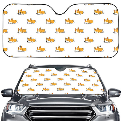 Sleeping Corgi Pattern Print Car Windshield Sun Shade