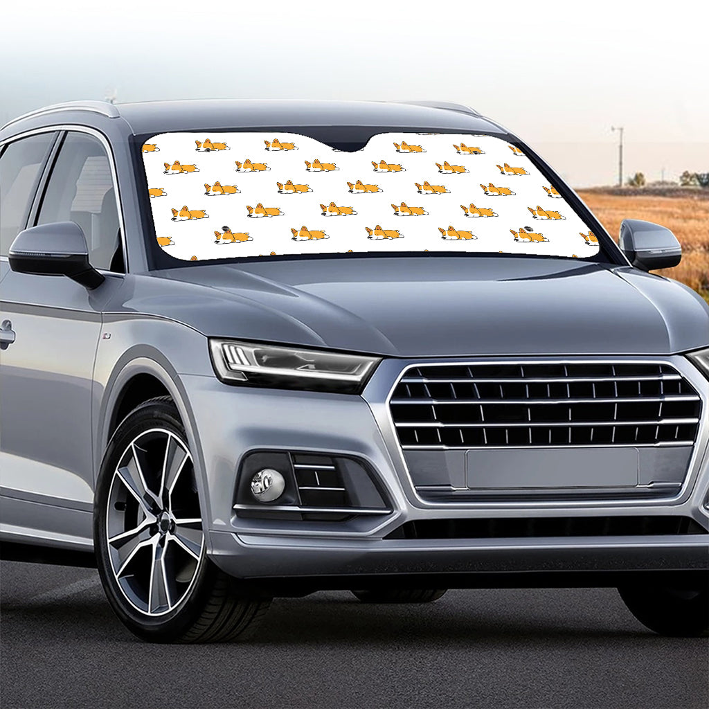 Sleeping Corgi Pattern Print Car Windshield Sun Shade