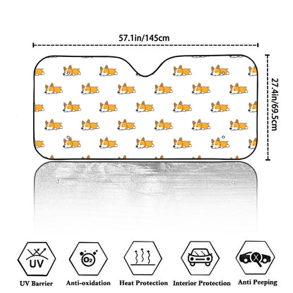 Sleeping Corgi Pattern Print Car Windshield Sun Shade