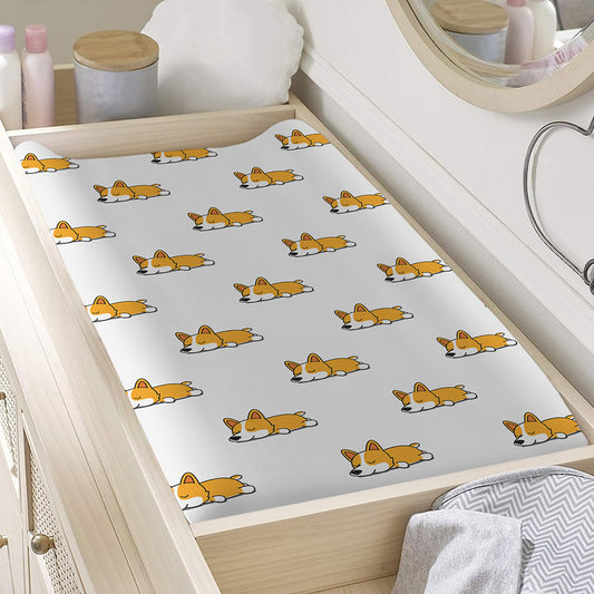 Sleeping Corgi Pattern Print Changing Pad Cover