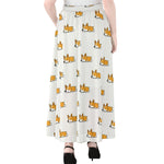 Sleeping Corgi Pattern Print Chiffon Maxi Skirt