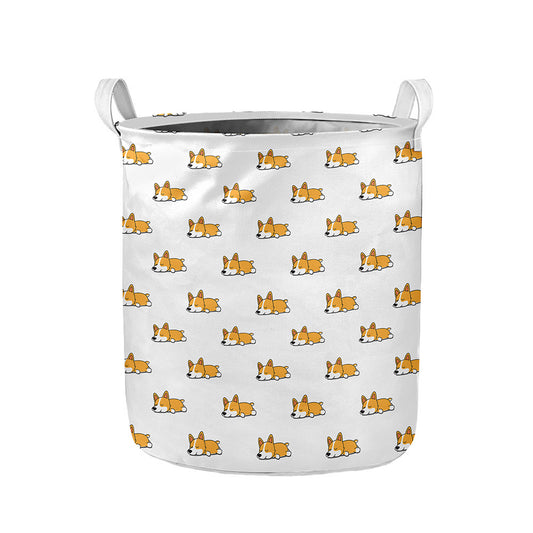 Sleeping Corgi Pattern Print Collapsible Laundry Basket