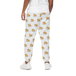 Sleeping Corgi Pattern Print Cotton Pants