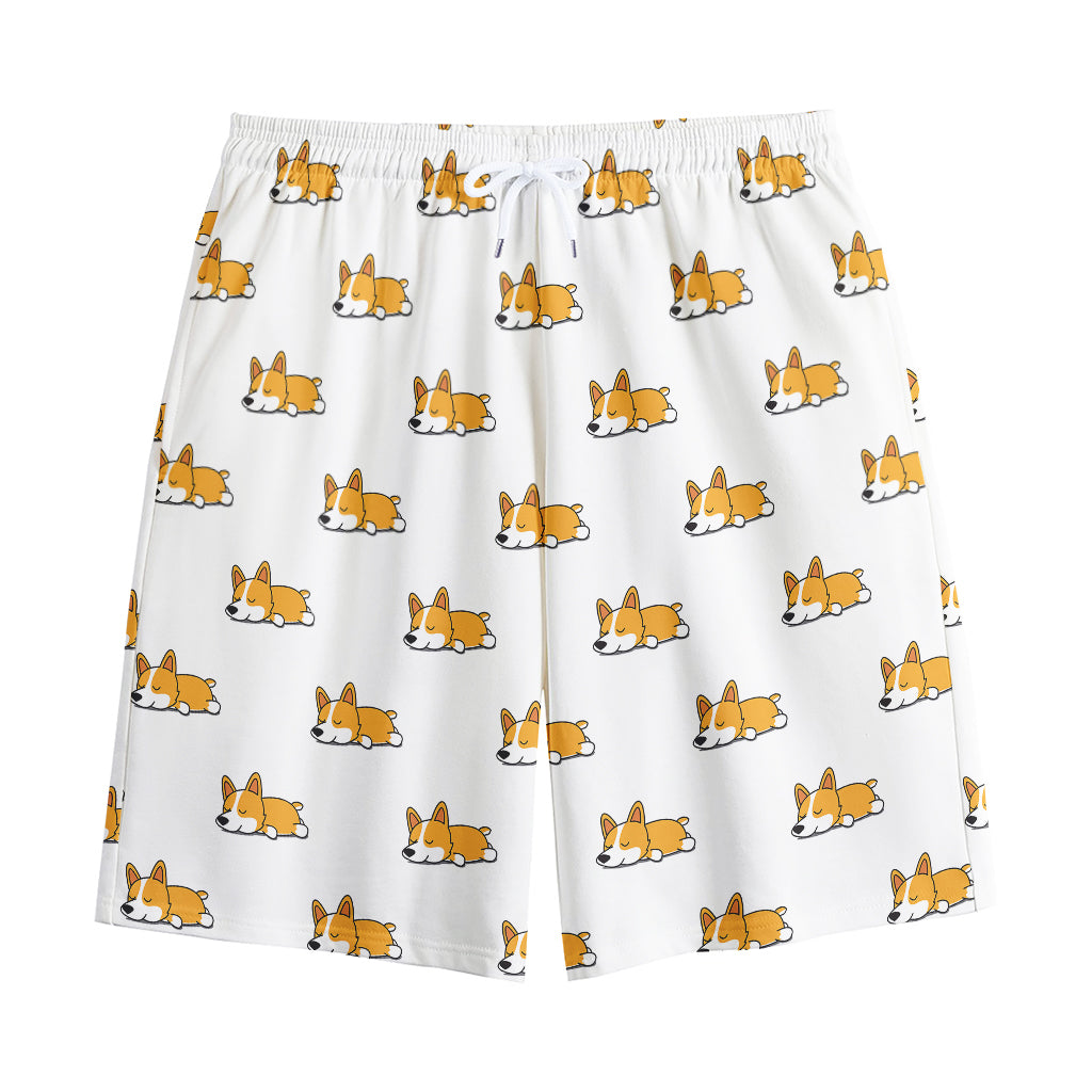 Sleeping Corgi Pattern Print Cotton Shorts