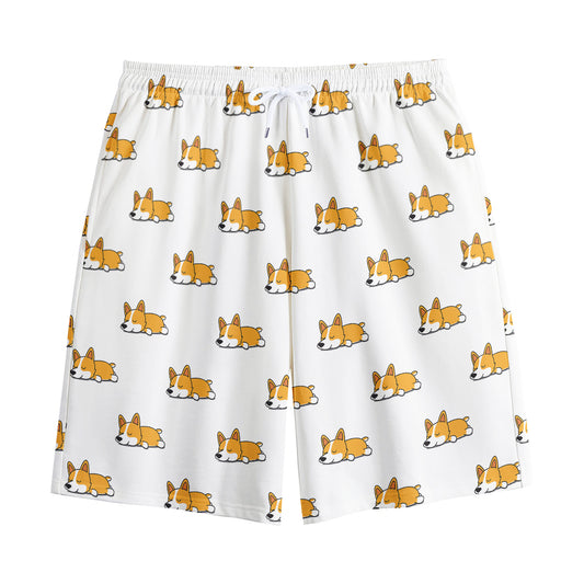 Sleeping Corgi Pattern Print Cotton Shorts