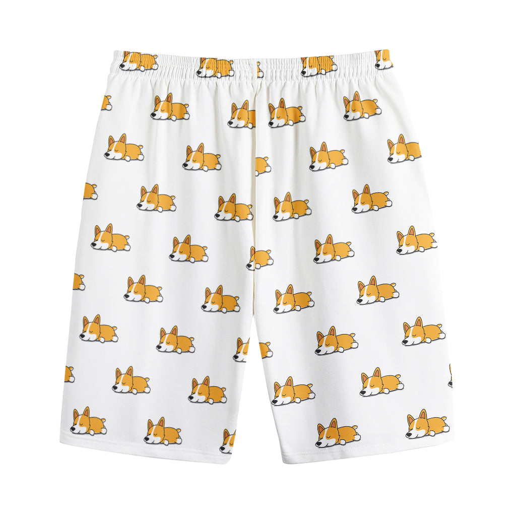 Sleeping Corgi Pattern Print Cotton Shorts