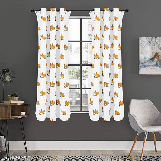Sleeping Corgi Pattern Print Curtain