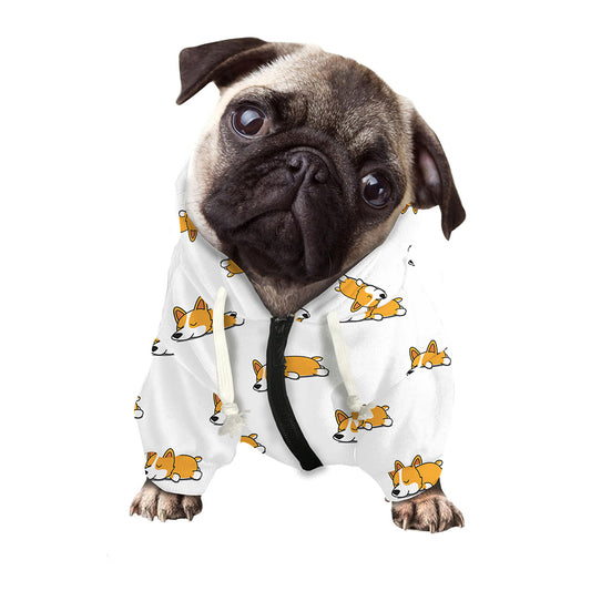 Sleeping Corgi Pattern Print Dog Zip Up Hoodie