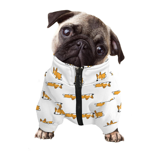 Sleeping Corgi Pattern Print Dog Zip Up Jacket