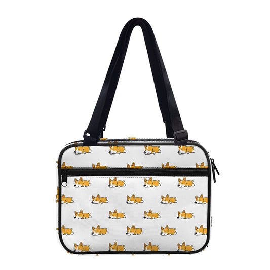 Sleeping Corgi Pattern Print Double Strap Bible Bag