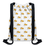Sleeping Corgi Pattern Print Drawstring Backpack