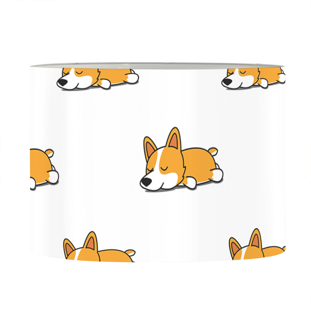 Sleeping Corgi Pattern Print Drum Lamp Shade