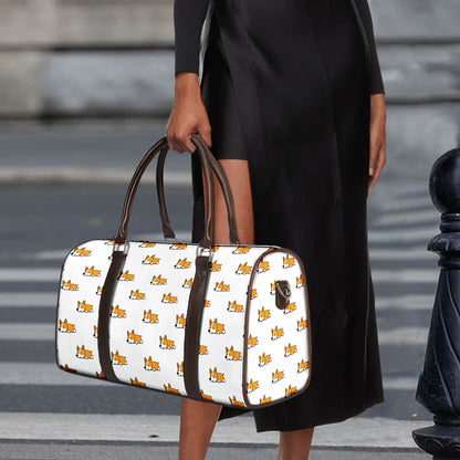 Sleeping Corgi Pattern Print Duffle Bag