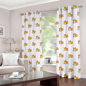 Sleeping Corgi Pattern Print Extra Wide Grommet Curtains