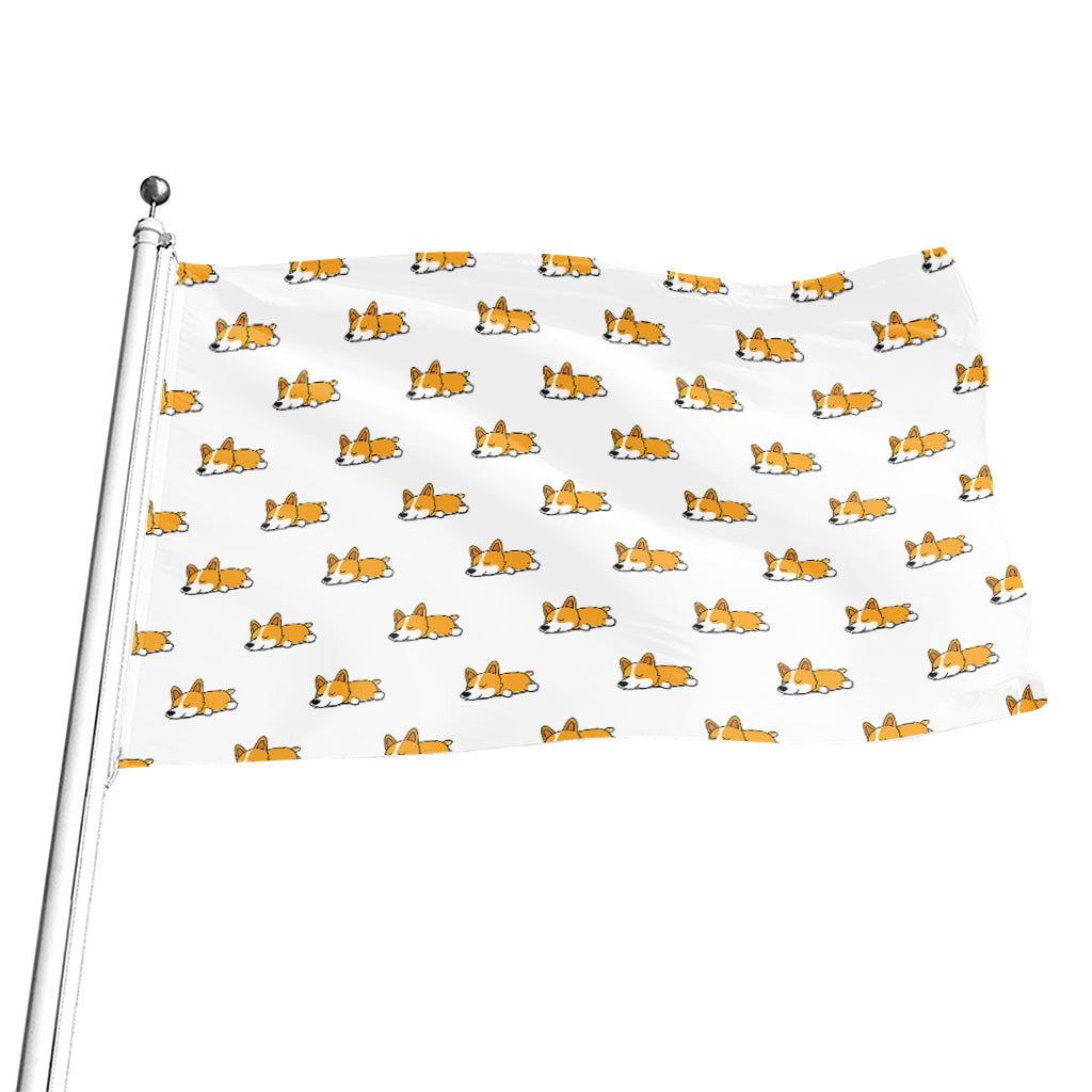 Sleeping Corgi Pattern Print Flag
