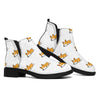 Sleeping Corgi Pattern Print Flat Ankle Boots